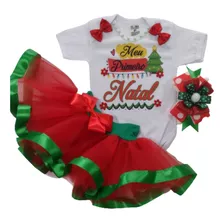 Conjunto Infantil Primeiro Natal Papai Noel Mesversário Kit