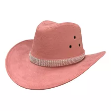 Chapéu Cowboy Rodeio Sertanejo Feminino Camurça Faixa Brilho