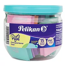 Bote 15 Borradores Gomas Plástica Pelikan Colores Pastel 
