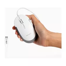 Mouse Macally Con Cable Usb Tipo C/blanco Y Gris