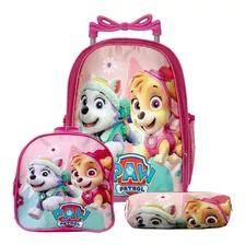 Kit Mochila Escolar Infantil Skye Patrulha Canina Rodinha