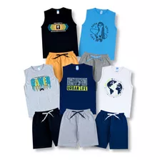 Kit 5 Conjuntos Juvenil Masculino Roupa De Verão Menino