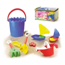 Balde De Praia Infantil Kit 8 Peças Brinquedo Areia Água