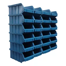 Kit 24 Gaveteiros Plásticos Organizador Caixa Bin Nº 3 Azul