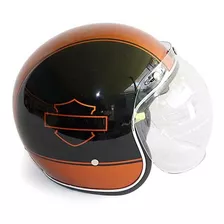 Capacete Aberto Lucca Harley Davidson Preto Com Laranja - 60