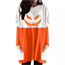 0h Blusas Estampadas De Halloween Para Mujer, Manga Larga Y