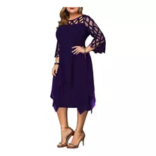 Elegante Vestido De Fiesta Suelto Mujer Encaje Talla Extra