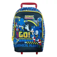 Mochila Infantil Sonic Con Carro Neopreno Grande 37 X 29 Cm