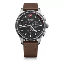 Reloj Alliance Sport Chronograph De Cuero Marrón, Victorinox Color De La Correa Marrón Color Del Bisel Negro Color Del Fondo Negro