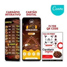 Cardápio Para Editar De Espetinho+ Cartão Virtual E Qr Code