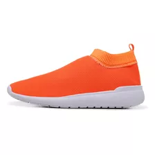 Tênis Feminino Meia Respirável Esporte Casual Laranja Neon