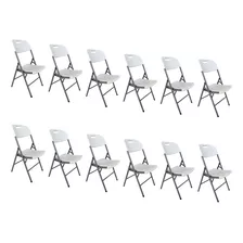 Silla Plegable Linium Eventos Plástico Resistente Set De 12 Color Blanca