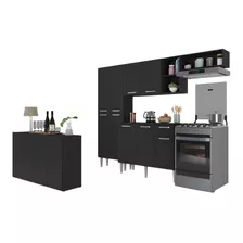 Cozinha C/ Buffet/aparador Paris Multimóveis Mp2043 Preta