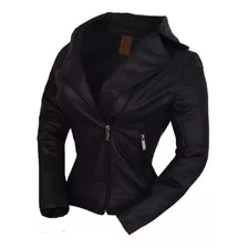 Chaqueta Estilo Cruzada Para Mujer - Cuero Sintético 