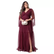 Vestido Madrinha Manga Capa Plus Size Evangélico Mãe Noivo