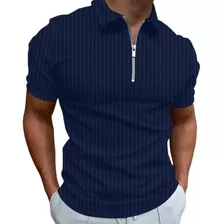 Camiseta Polo Con Cremallera A Rayas Para Hombre