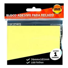 Bloco Adesivo Amarelo 76x102mm Jocar Office 100fls Tp Postit