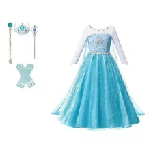 Vestido Fantasia Infantil Luxo Frozen Elsa + Kit Acessórios