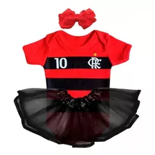 Body Infantil Do Flamengo Para Menina + Saia + Laço 