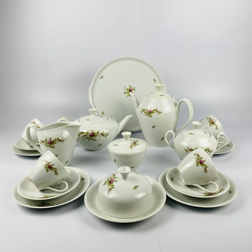 Jogo De Xícaras Chá Porcelana Renner Floral Vintage 19 Peças Branco Floral 2
