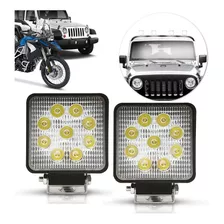 Par Farol Milha 9 Leds Quadrado 27w Troller Jeep Off Road 