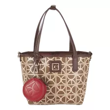 Bolsa Tote Cloe Para Mujer Chica Herraje Metálico Color Oro Color Multicolor