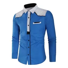 Camisa Elegante Manga Larga Exclusiva Solap Azul