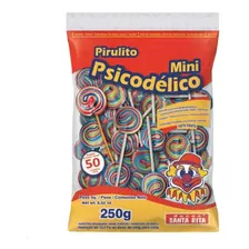 Kit 5 Pacotes Pirulito Mini Psicodélico Festa C/50 Santa Rit