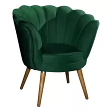 Poltrona Verde Confortável Decorativa Girassol Veludo Luxo