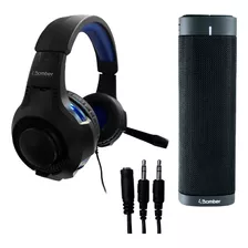 Combo Parlante Bluetooth Y Auriculares Gamer Con Cable