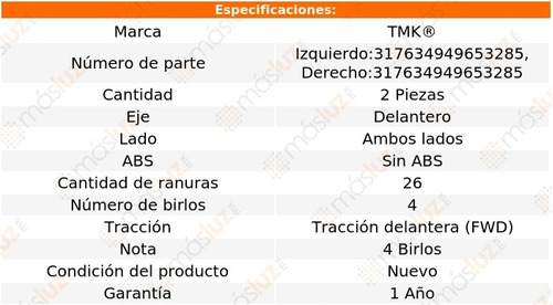 2- Mazas Delanteras Caravelle 2.2l 4 Cil 1985/1988 Tmk Foto 2