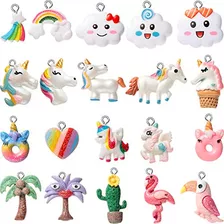 20 Piezas De Charms De Unicornio De Resina Hacer Joyas,...