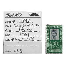 Lote1342 Inglaterra Sello 1/3 Shilling Año 1961 Scott# 386