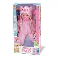 New Born Brincando De Pijama Menina - Divertoys - Boneca