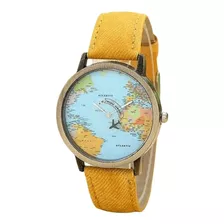 Relogio Mapa Mundo Top Travel Moda Aviaozinho Vintage