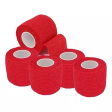 Kit Com 5 Unidades Atadura Elástica Bandagem Adesiva Hoppner Cor Vermelho