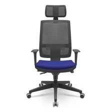 Cadeira Presidente Brizza Slider Apoio Cabeça Aero Azul T39