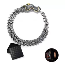 Pulsera Hombre Dragón De Quilla De Eslabones Con Caja