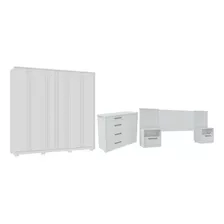 Conjunto Quarto De Casal Completo Fitch Branco Fosco