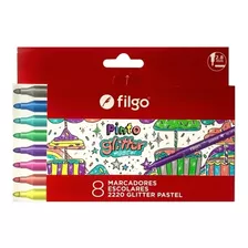 Marcadores Fibras Escolares Filgo 2220 Glitter Pastel X8 Col