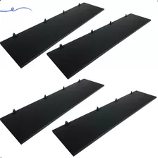 4 Prateleira Mdf Preto 100x25 C/suporte Cozinha Quarto Sala