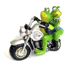Casal De Sapo De Resina De Motocicleta Frog Andando Em Motoc