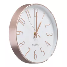 Relógio De Parede 25 Cm Decorativo Silencioso Rosê Gold 096
