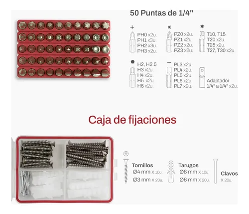 Set Herramientas Manuales Combinada Hogar Wembley 140pz 8743 Rojo