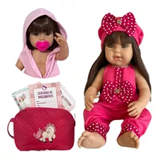 Boneca Bebê Reborn 100% Silicone Bolsa + Itens Pode Molhar