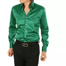 Camisa De Vestir De Satén De Seda Para Hombre, Casual, Para