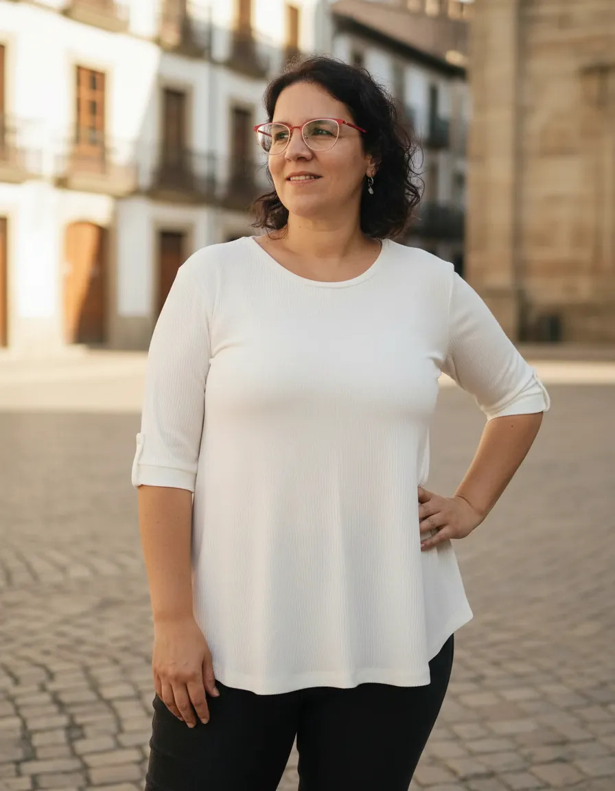 Blusa Remera Mujer Manga 3/4 Morley Corte Evase Talles 