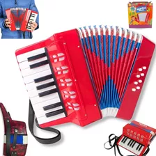 Acordeon Sanfona Gaita Infantil 8 Baixos 17 Teclas Brinquedo