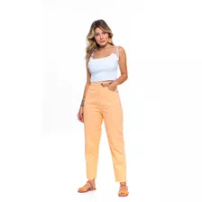 Calça Mom Jeans Laranja Feminina 34 Ao 50