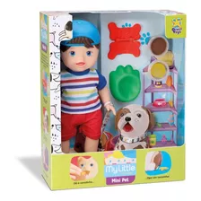 Brinquedo Boneca Boy Vinil + Pet Cãozinho Comidinha Caquinha